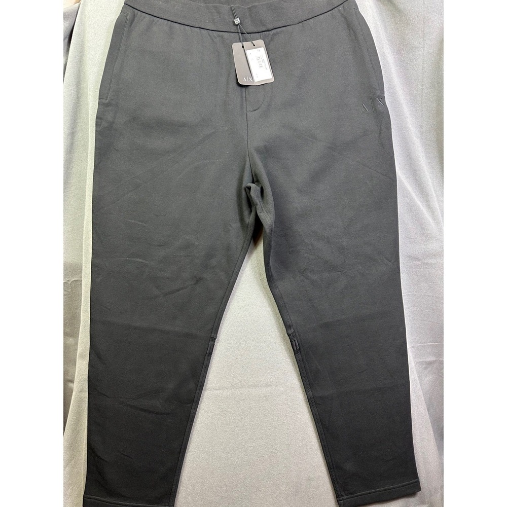 Armani Exchange Men's Black Pique Tapered Trousers XL 6KZPFP ZJ6MZ New - Picture 11 of 15